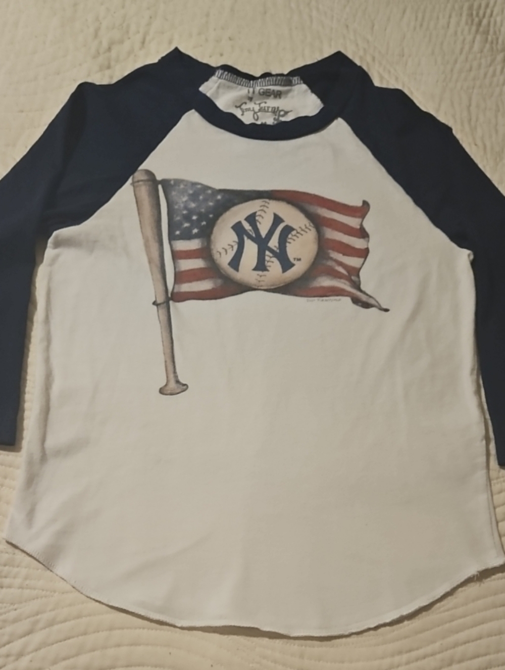 TT GEAR Tiny Turnip  Navy & White Baseball Raglan Shirt - New York Yankees Style